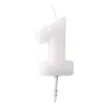 Bougie chiffre blanche à paillettes 6,5 cm