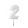 Bougie chiffre blanche à paillettes 6,5 cm