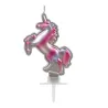 Bougie jolie licorne rose et argent 16 x 9 cm