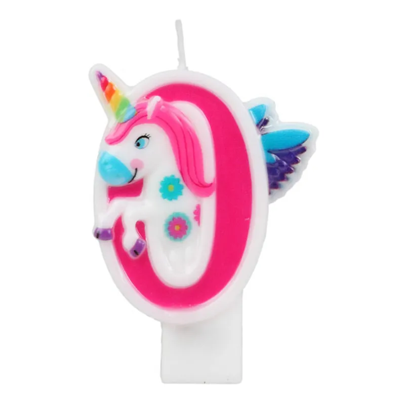 Bougie chiffre rose licorne 14 cm