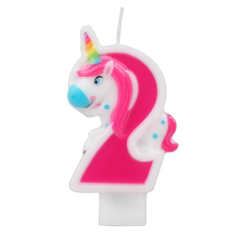 Bougie chiffre rose licorne 14 cm