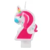Bougie chiffre rose licorne 14 cm