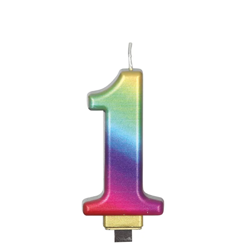 Bougie chiffre multicolore 8 cm