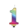 Bougie chiffre multicolore 8 cm