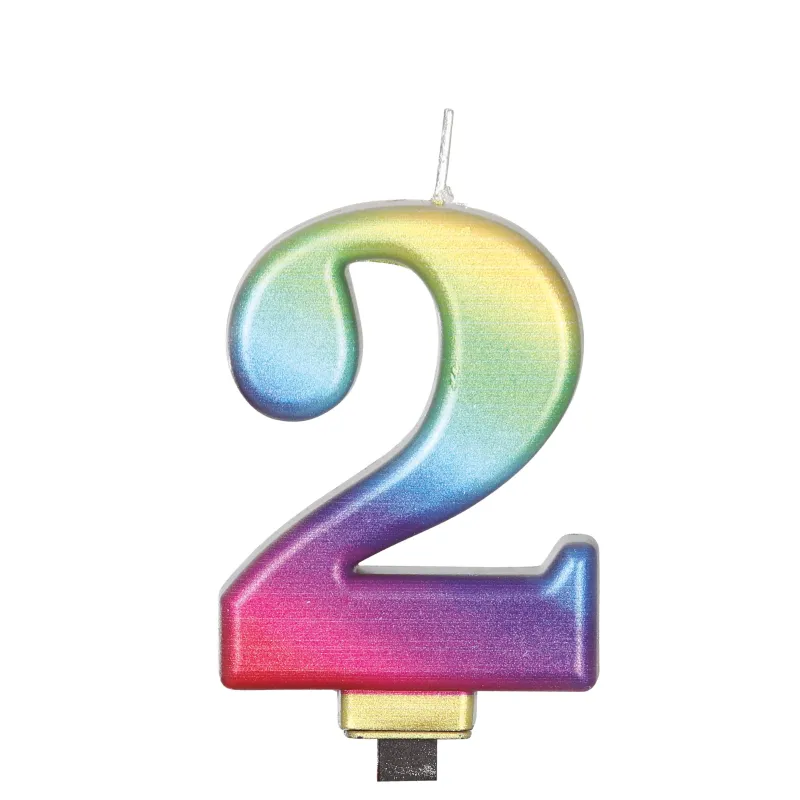 Bougie chiffre multicolore 8 cm