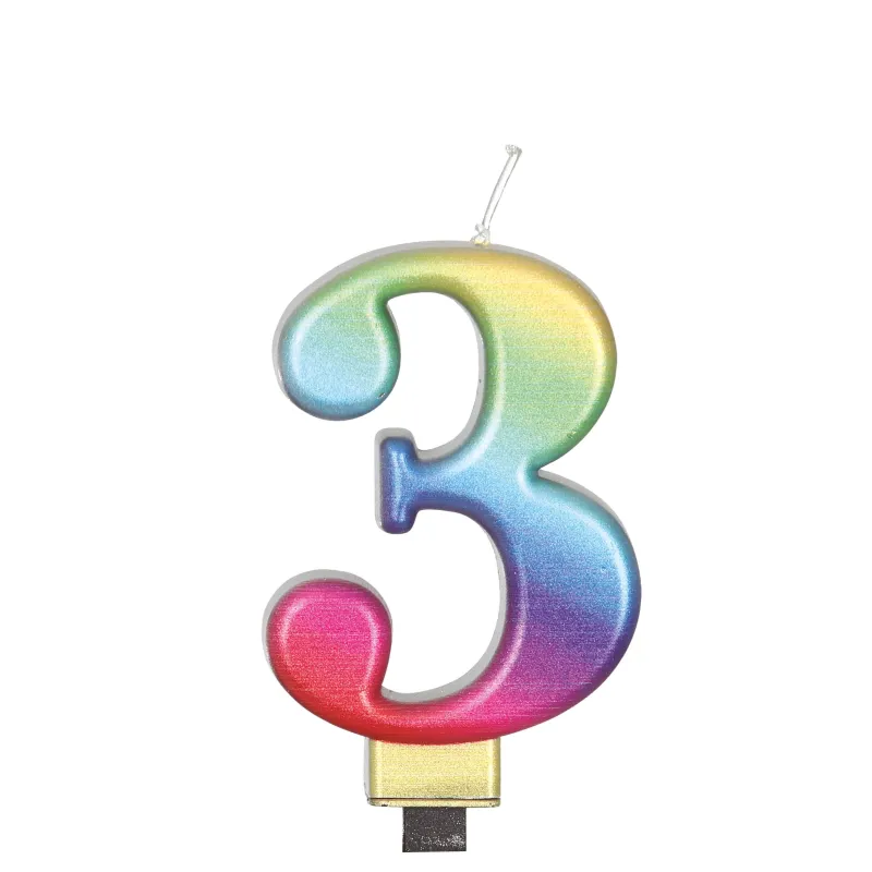 Bougie chiffre multicolore 8 cm