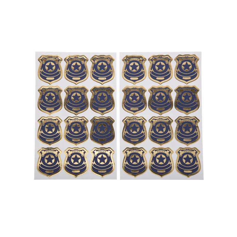 24 Stickers badge de police marine et or 4 cm