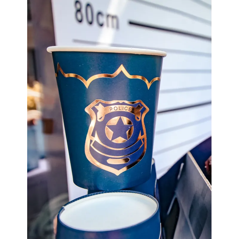 24 Stickers badge de police marine et or 4 cm