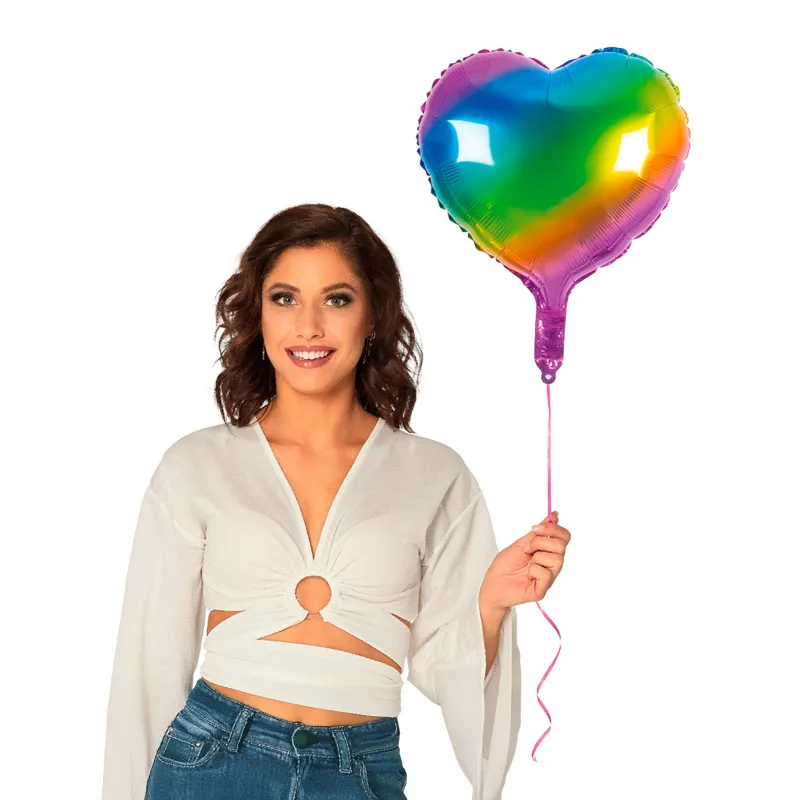 Ballon aluminium coeur multicolore 45 cm