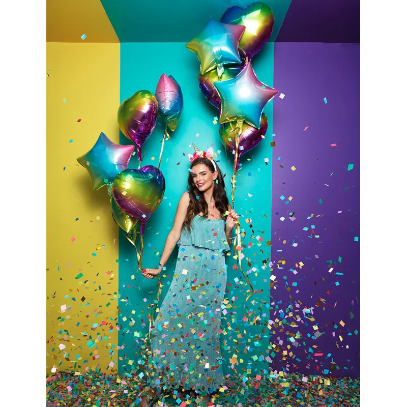 Ballon aluminium coeur multicolore 45 cm