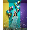 Ballon aluminium coeur multicolore 45 cm