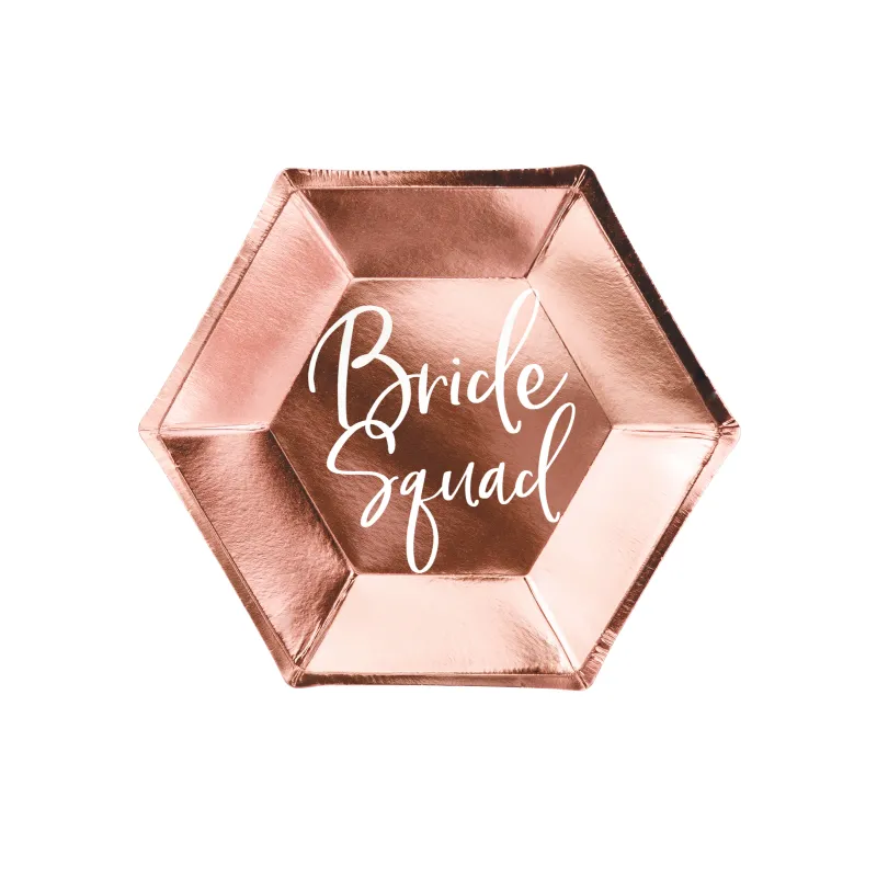 6 Assiettes en carton Bride Squad rose gold 23 cm
