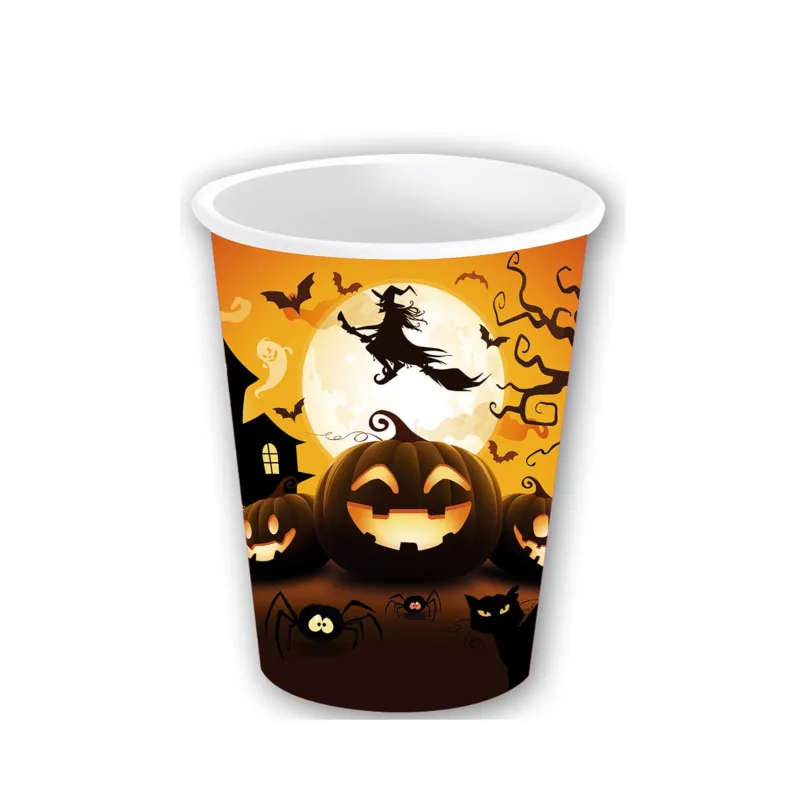 6 Gobelets en carton citrouille d'Halloween 240 ml
