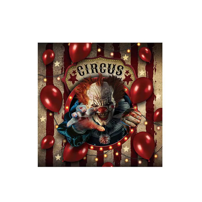 12 Serviettes en papier clown d'Halloween 33 x 33 cm