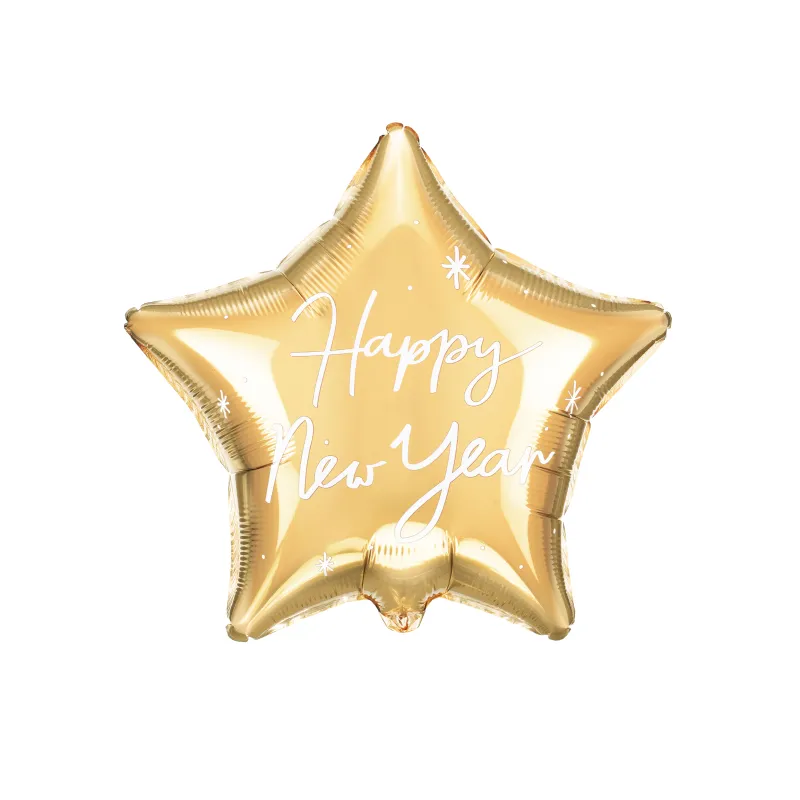 Ballon aluminium étoile dorée Happy New Year 50 cm