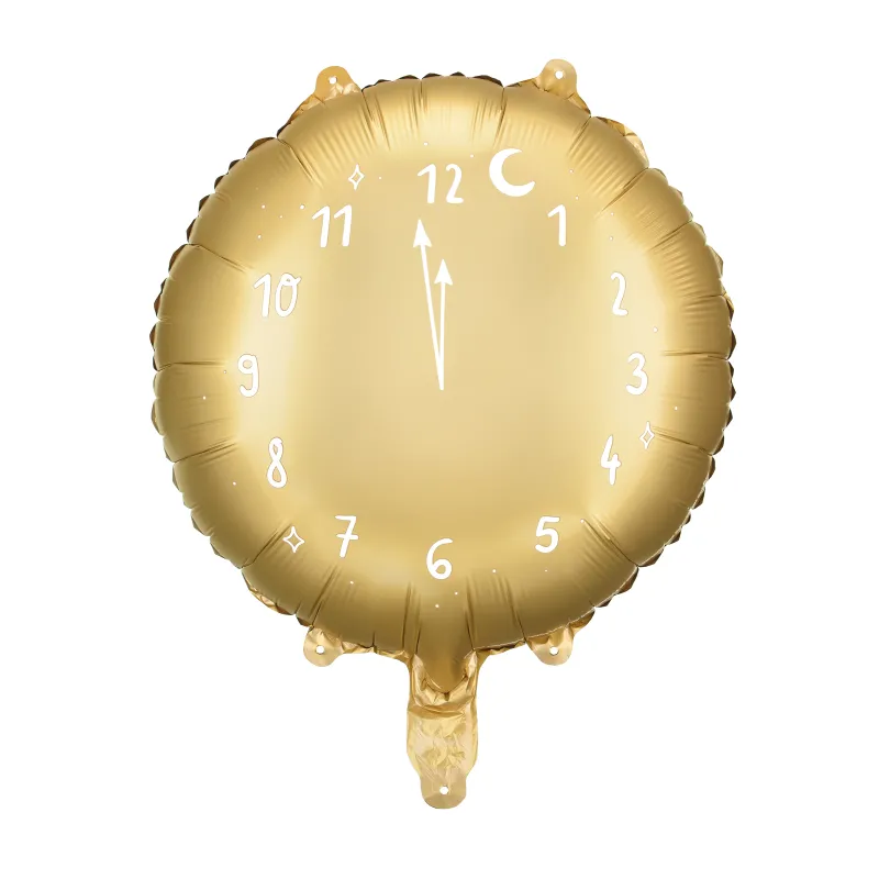 Ballon alluminium doré horloge minuit 45 cm