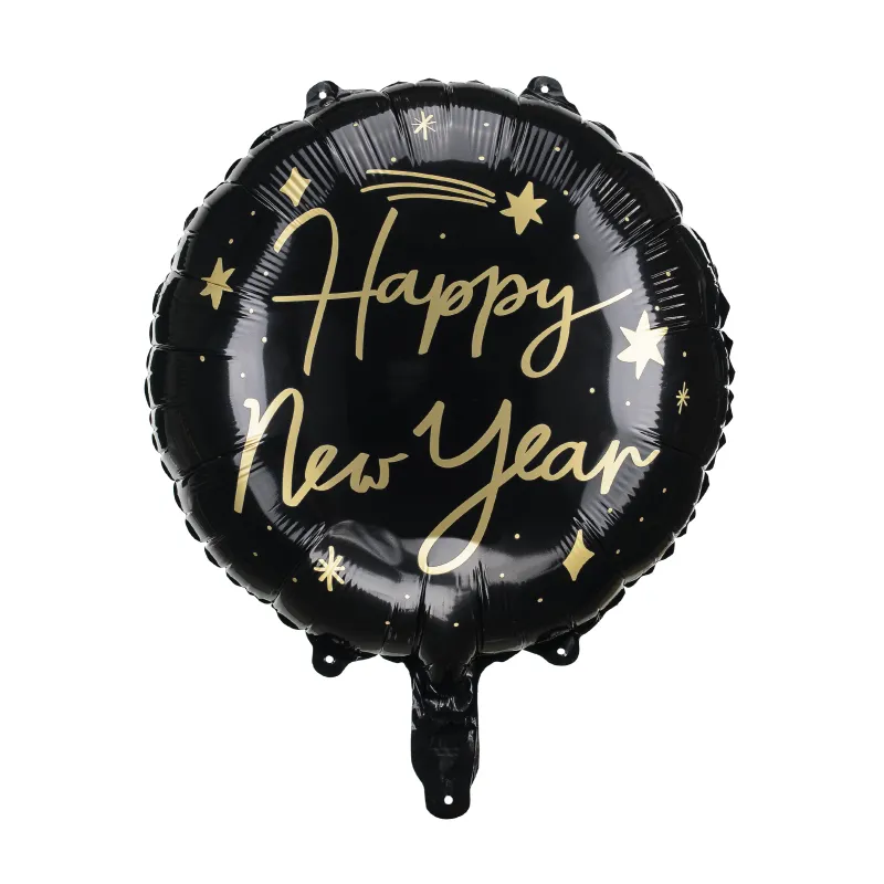 Ballon aluminium noir et or Happy New Year 45 cm