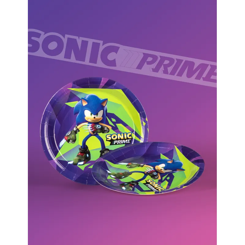 8 Grandes assiettes Sonic Prime 23 cm