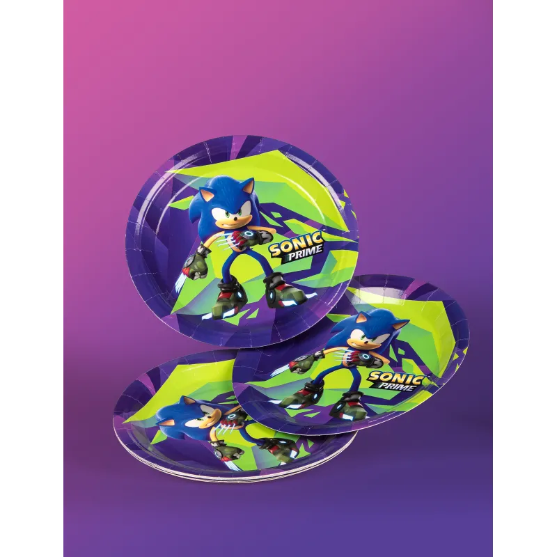 8 Grandes assiettes Sonic Prime 23 cm