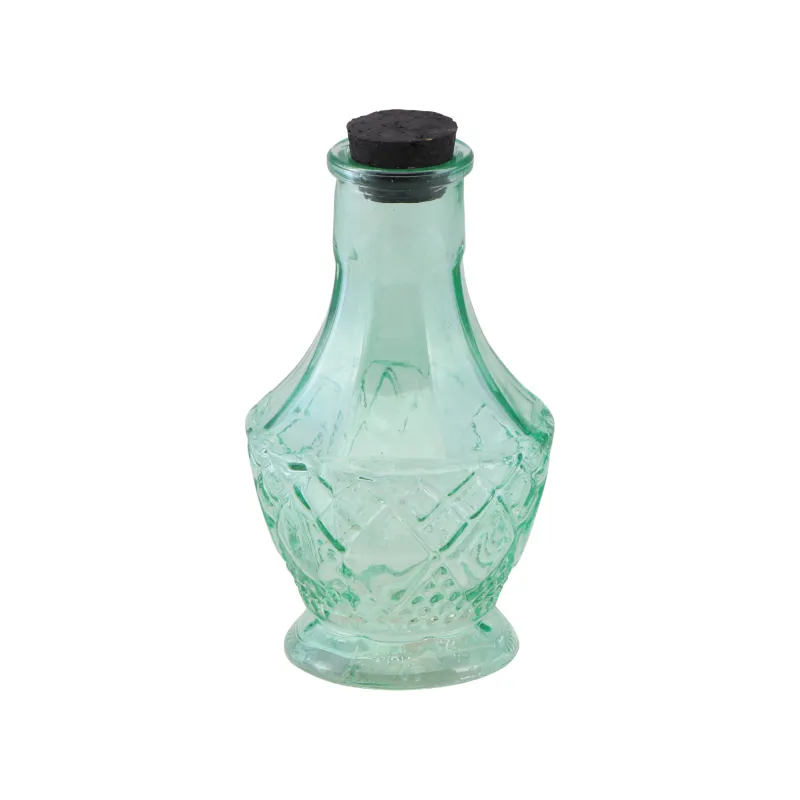Petite fiole en verre vert 11,5 cm