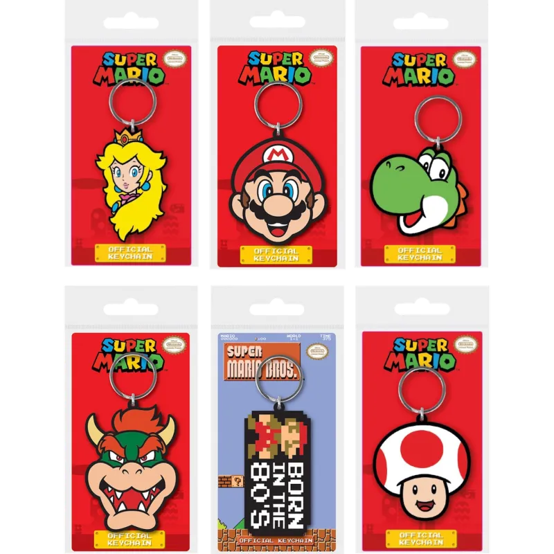 SUPER MARIO - Set de 12 Porte-clés en Caoutchou - 6 Assortiments
