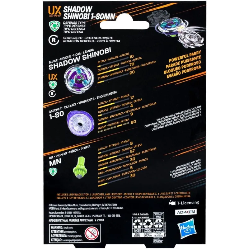 BEYBLADE X - Shadow Shinobi 1-80MN UX Starter Pack