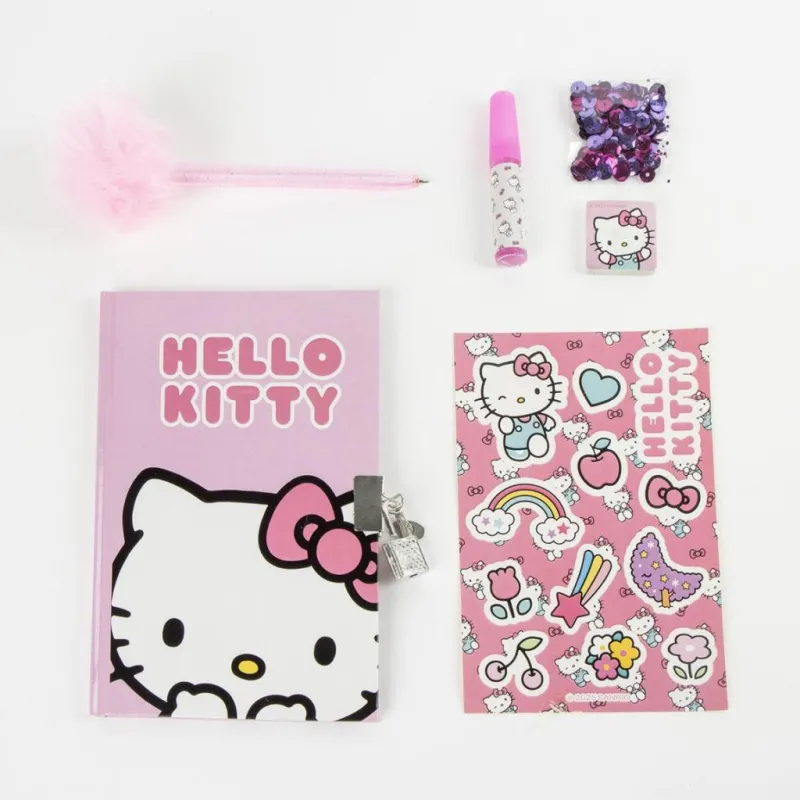 HELLO KITTY - Set de Papeterie - Journal + accessoires 6pc.
