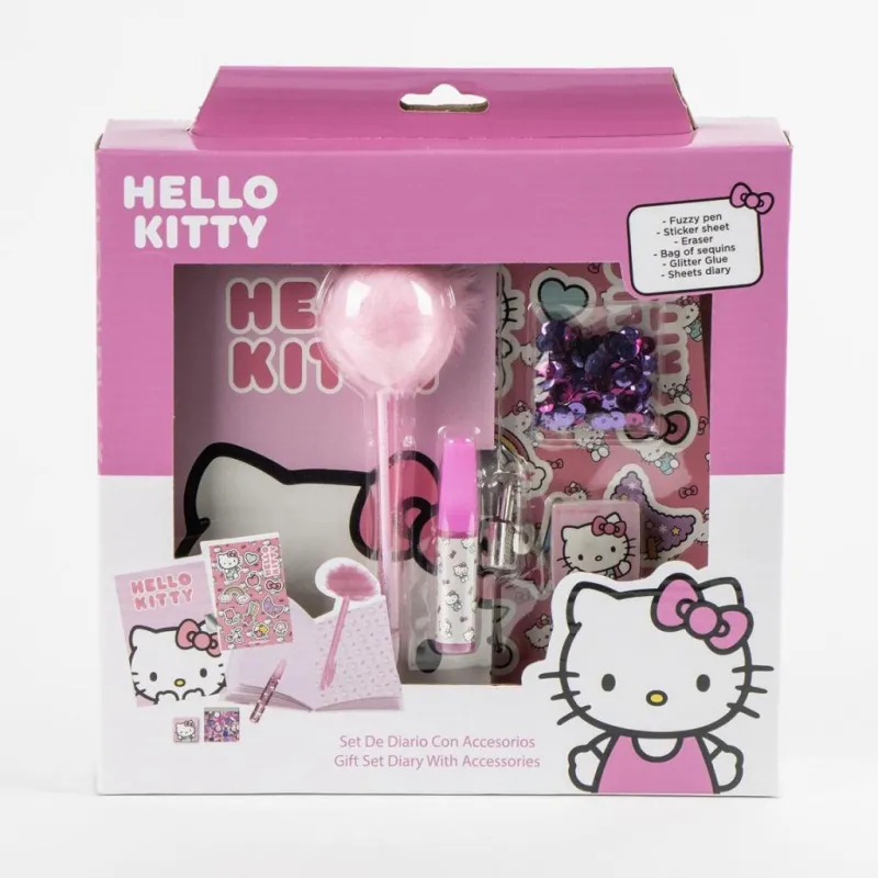 HELLO KITTY - Set de Papeterie - Journal + accessoires 6pc.