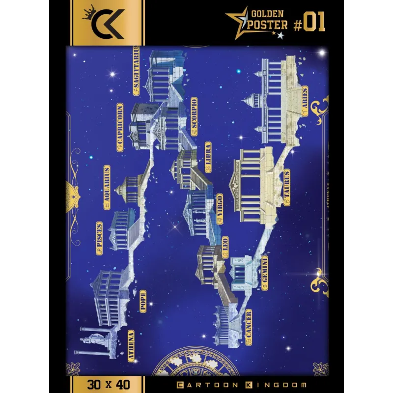 SAINT SEIYA - 12 Maisons Chevaliers D'Or - Golden Poster 30x40cm