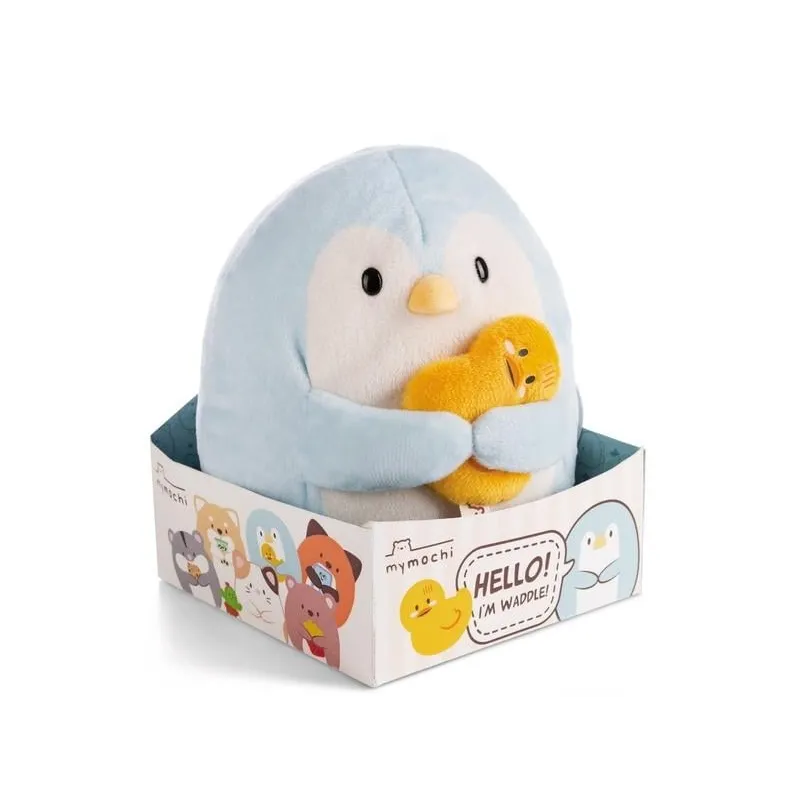SUPER MOCHIE - Pingouin Waddle avec canard - Peluche 16cm