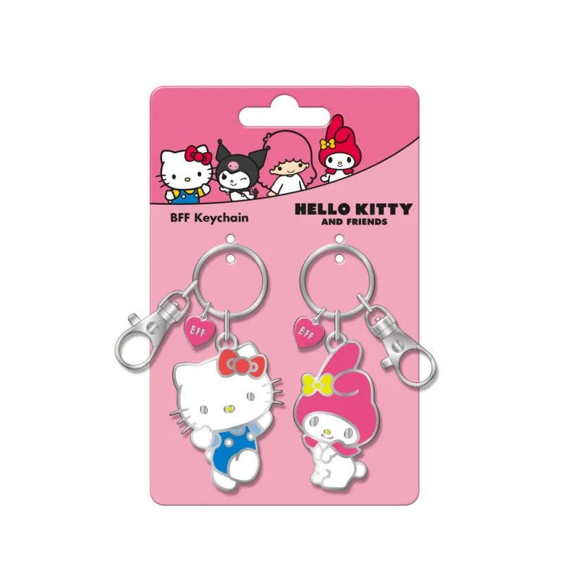 HELLO KITTY & MY MELODY - Set de 2 Portes-Clé BFF en Métal