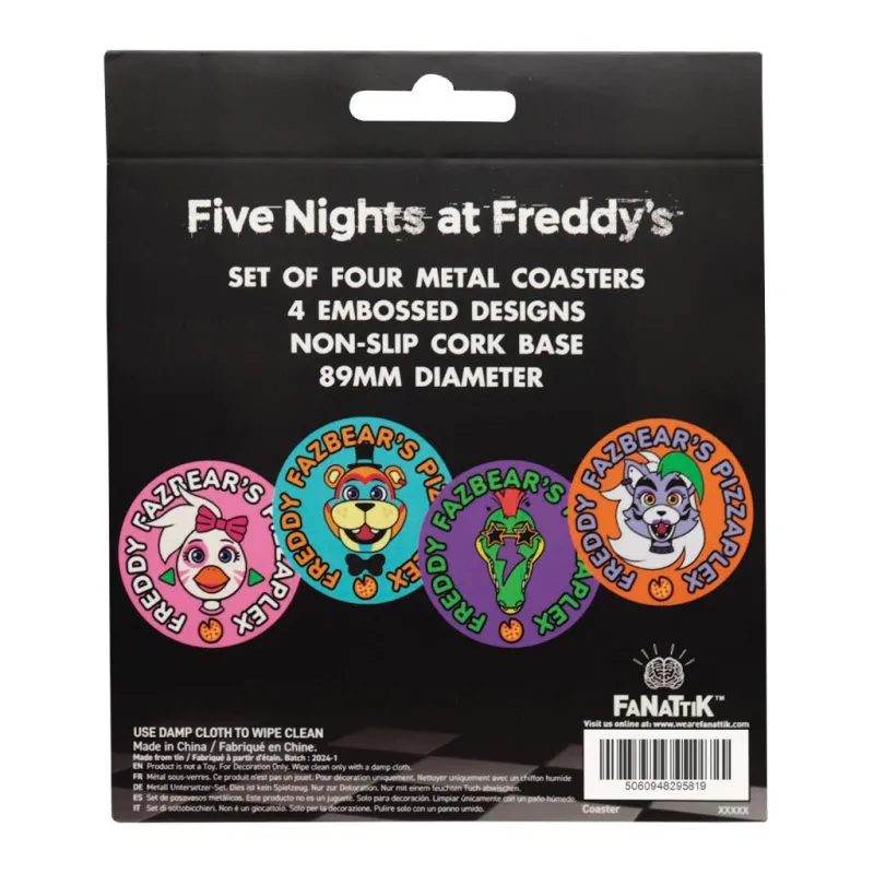 FIVE NIGHTS AT FREDDDY'S - 4 Dessous de Verres Gravés en Métal