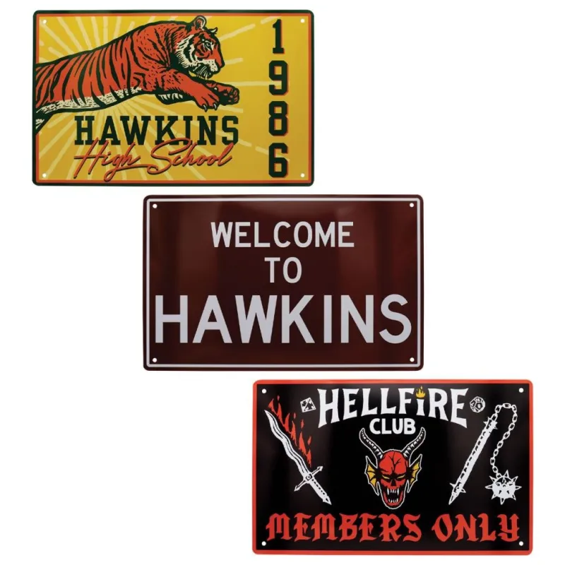 STRANGER THINGS - Set de 3 Plaques en Métal