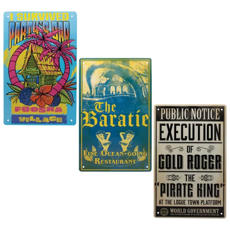 ONE PIECE NETFLIX - Set de 3 Plaques en Métal