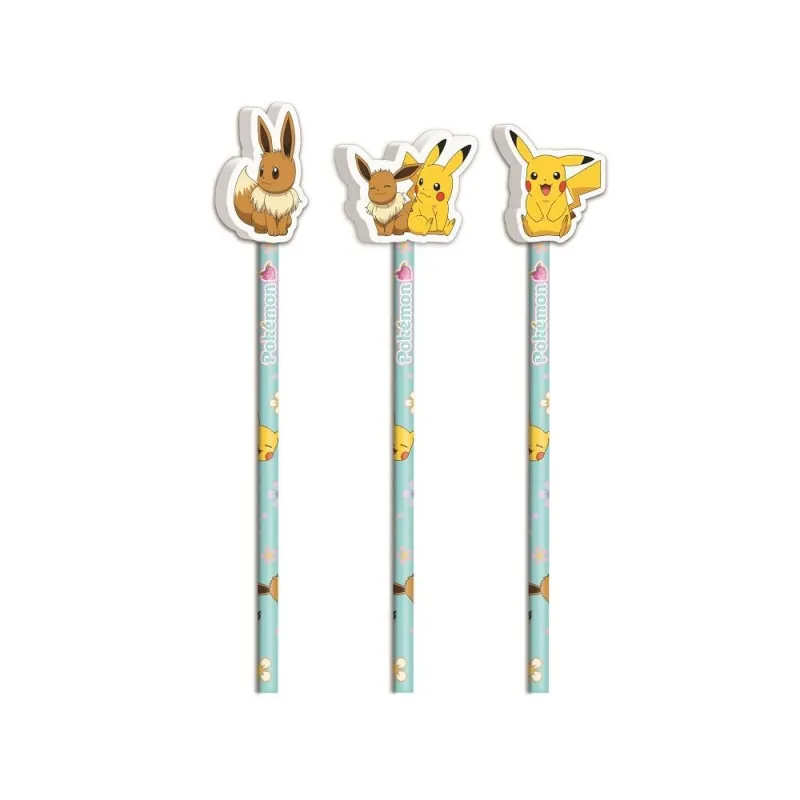 POKEMON - Collection Flower - Set de 3 Crayons avec Topper