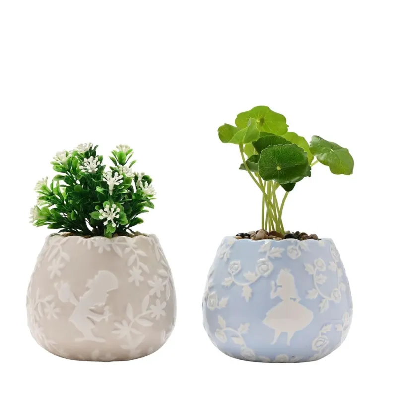 ALICE AUX PAYS DES MERVEILLES - Duo - 2 Mini Pots + Fausses Plantes