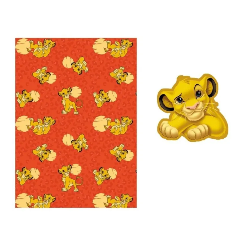 LE ROI LION - Simba - Couverture Corail 100x140cm + Coussin