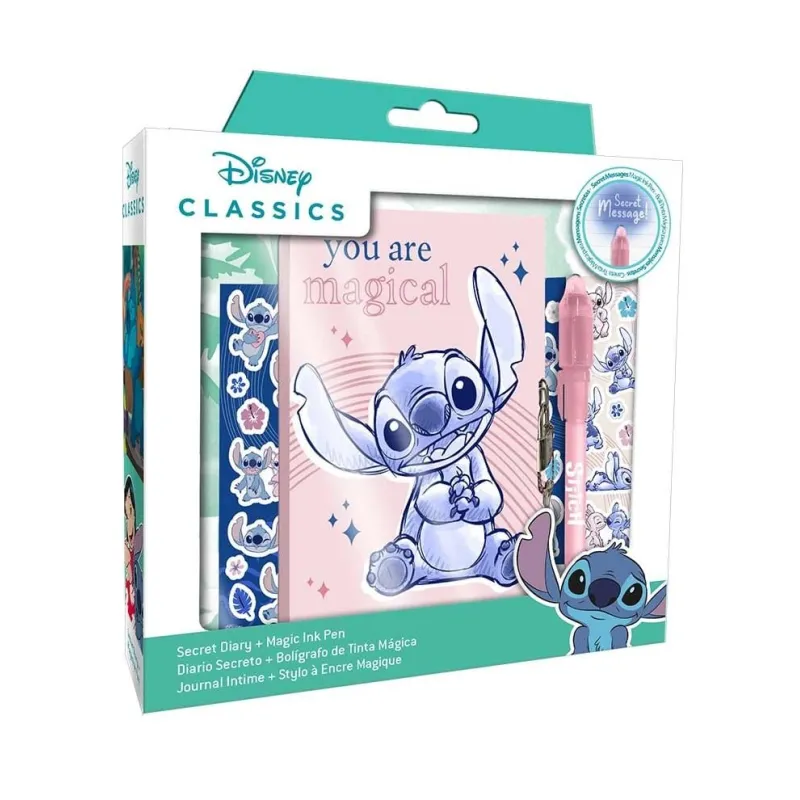 STITCH - Pack Journal Intime + Stylo-Bille Magique + Stickers