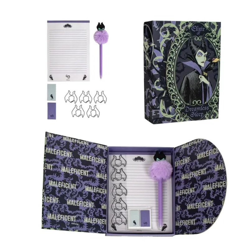 DISNEY VILLAINS - Maléfique - Boîte de Papeterie - 9 pc.