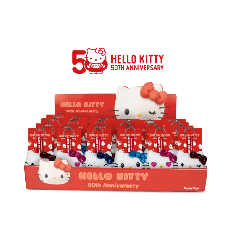 HELLO KITTY - Assortiment de 24 Porte-Clés Peluches - 4 modèles - 7cm