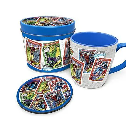 MARVEL - Retro "Cartes Collectors" - Box métal, mug & sous verre