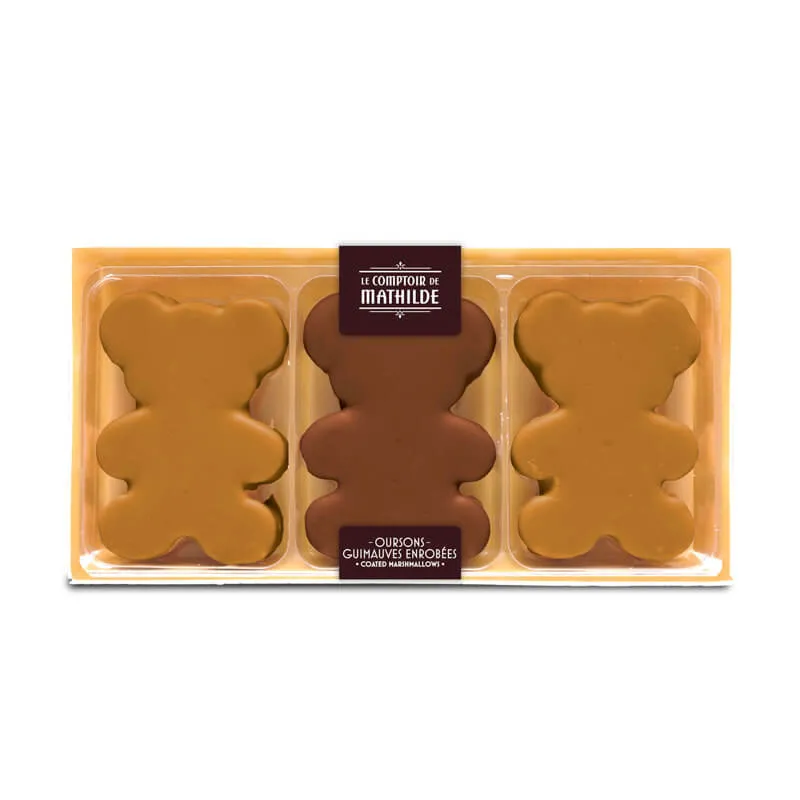 Coffret 3 Oursons Guimauves Chocolats Lait & Blanc au Caramel - 90g