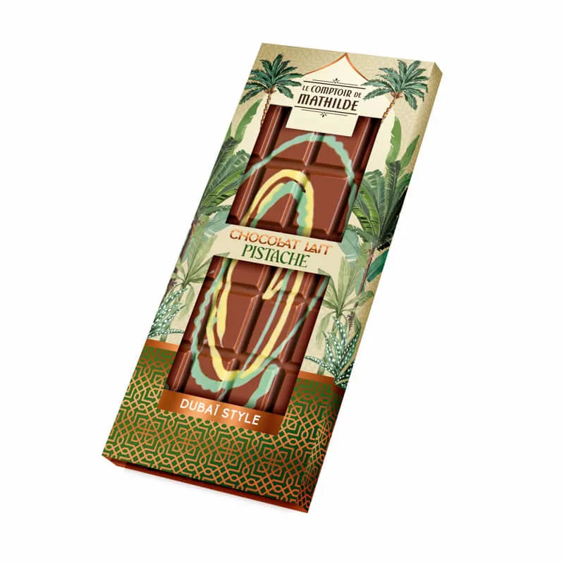 Tablette Dubaï Style - Chocolat Lait Pistache - 100g