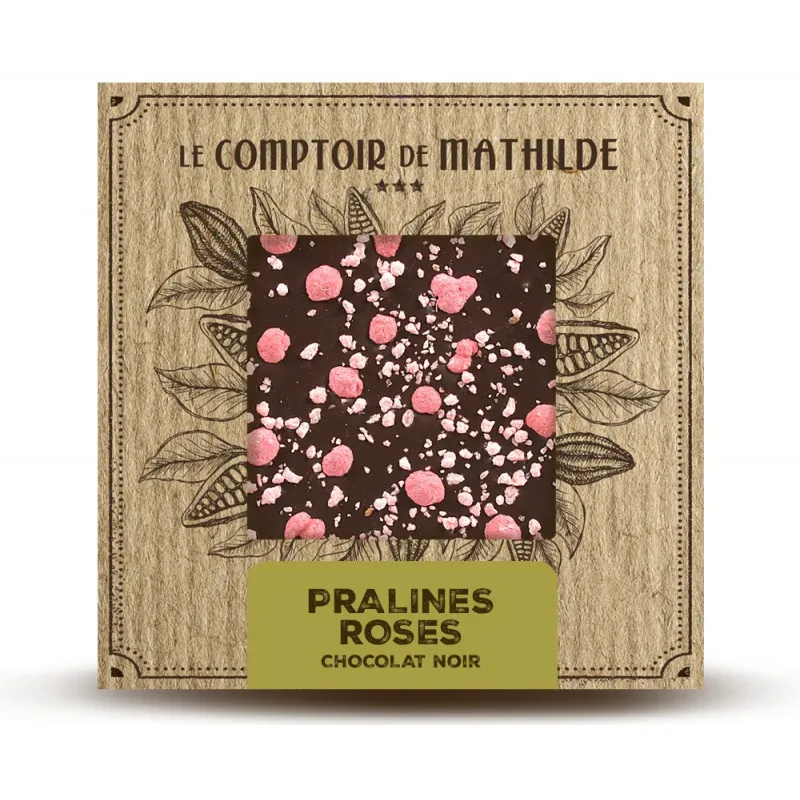 Pralines Roses de Lyon - Tablette Chocolat Noir - 80g