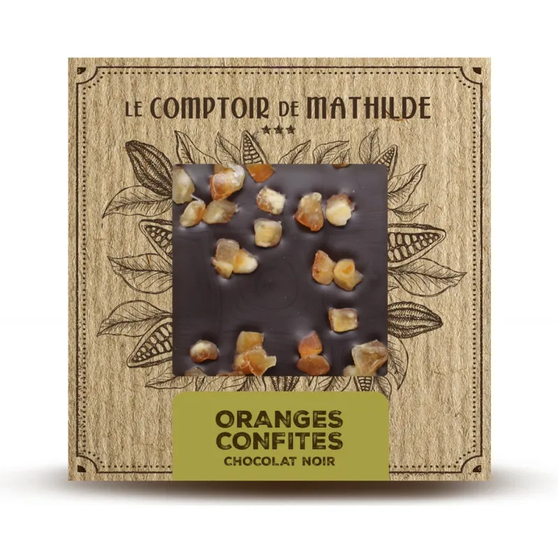 Oranges confites - Tablette Chocolat Noir - 80g