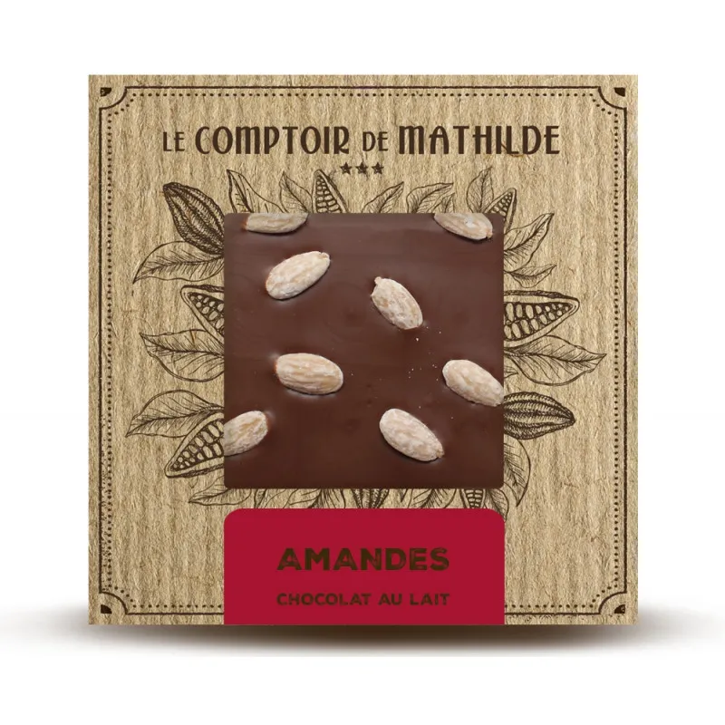 Amandes Caramélisées - Tablette Chocolat au Lait - 80g