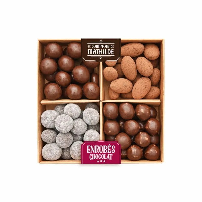 Coffret Enrobés Chocolat Assortiment de Perles et Fruits Secs - 200g