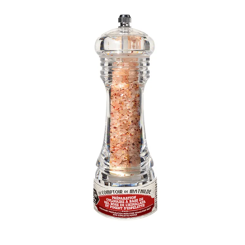 Préparation Culinaire - Sel Rose de l'Himalaya et Piment d'Espelette - Mini Moulin - 50g