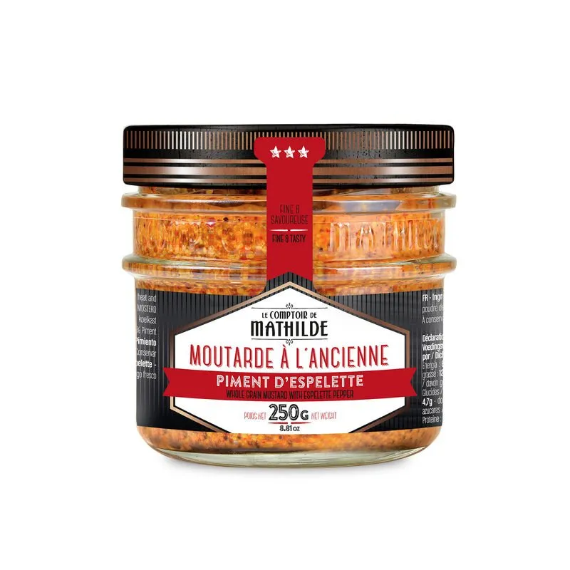Moutarde à l'Ancienne au Piment d'Espelette - 250g