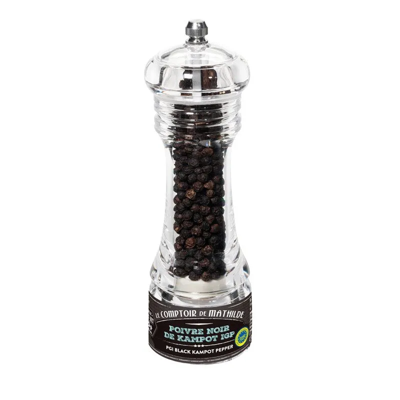 Poivre Noir de Kampot IGP - Mini Moulin - 20g